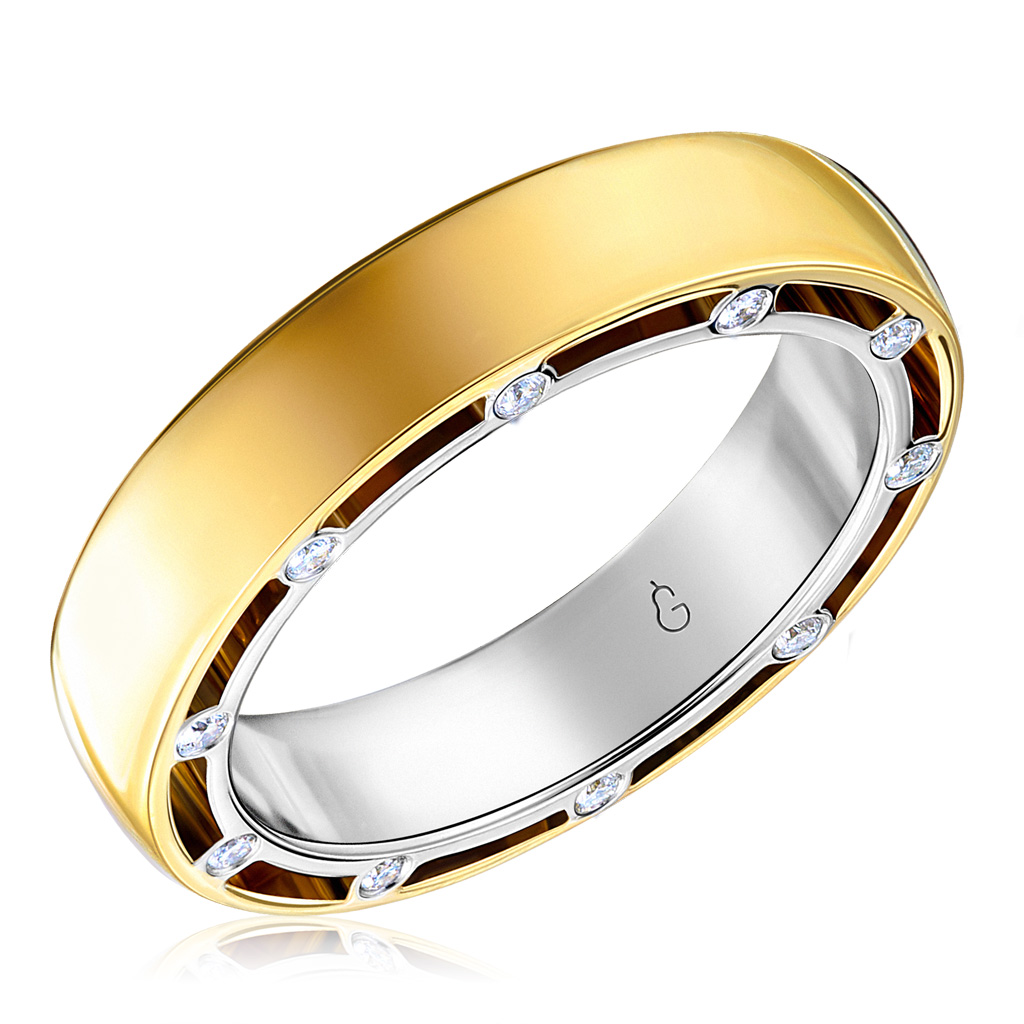 Кольцо обручальное из комбинированного золота с бриллиантами 45119761165