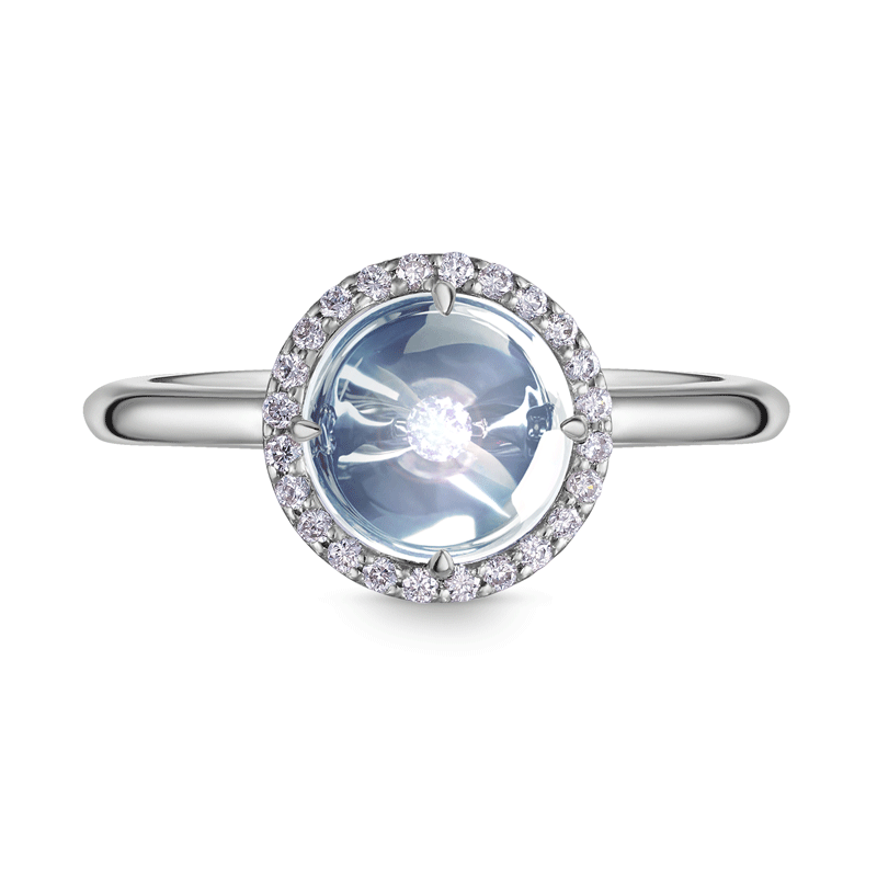 Кольцо из белого золота с топазом и бриллиантами