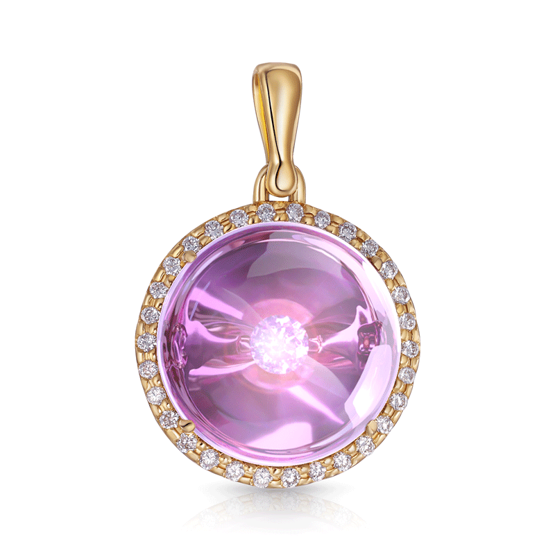 Подвеска из желтого золота с аметистом