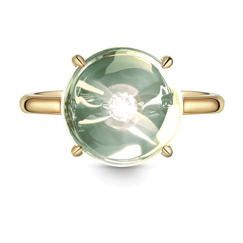 Кольцо из желтого золота с аметистом и бриллиантом