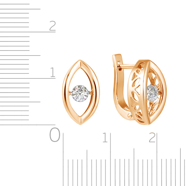 Серьги с английским замком из красного золота с бриллиантами