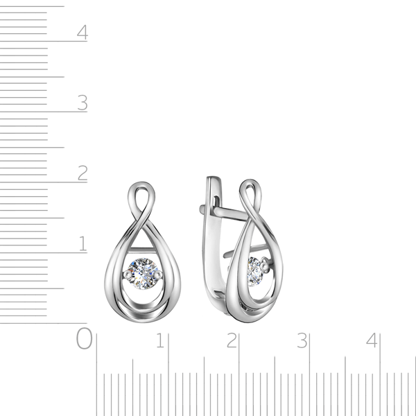 Серьги с английским замком из белого золота с бриллиантами