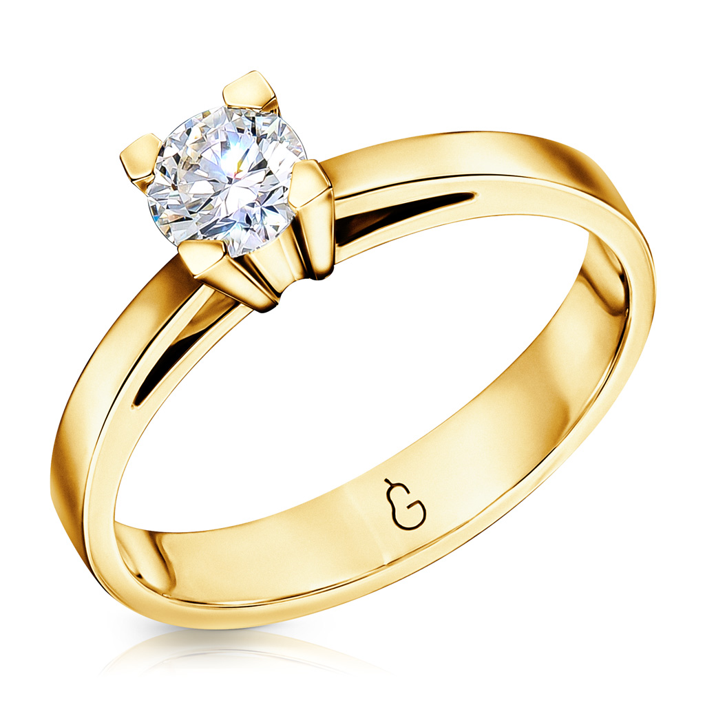 Кольцо помолвочное из желтого золота с бриллиантом 45519136170