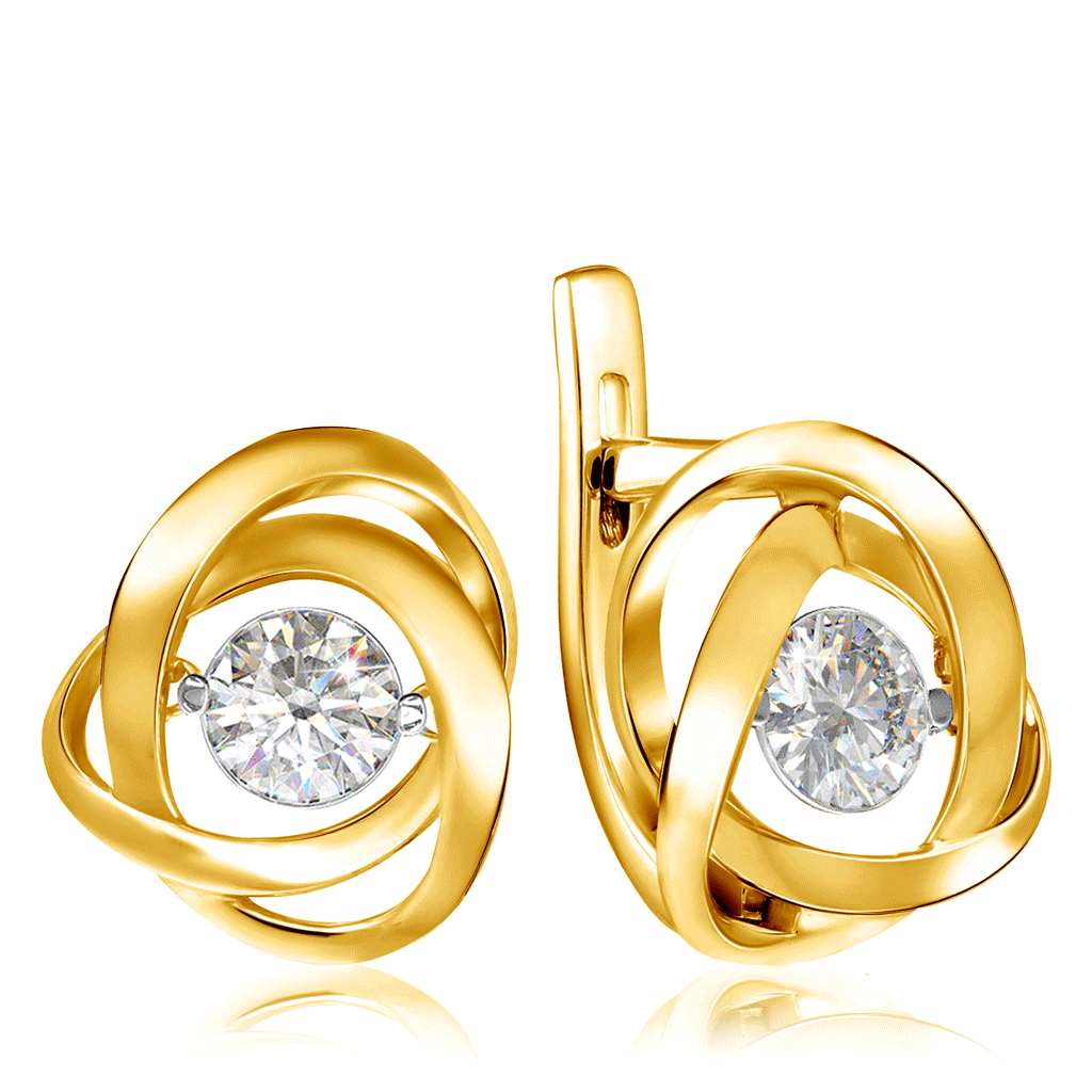 Серьги из золота с танцующим бриллиантом