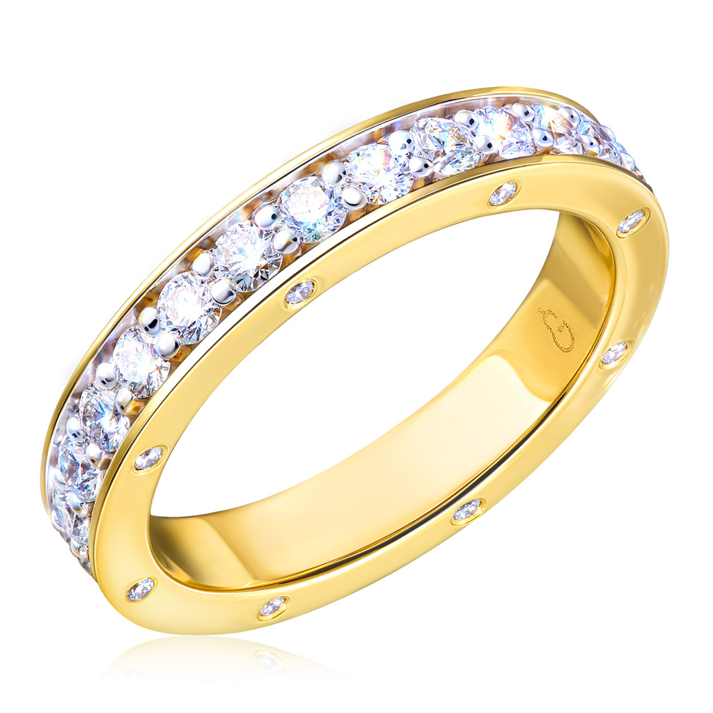Кольцо обручальное из желтого золота с бриллиантами 45119767165