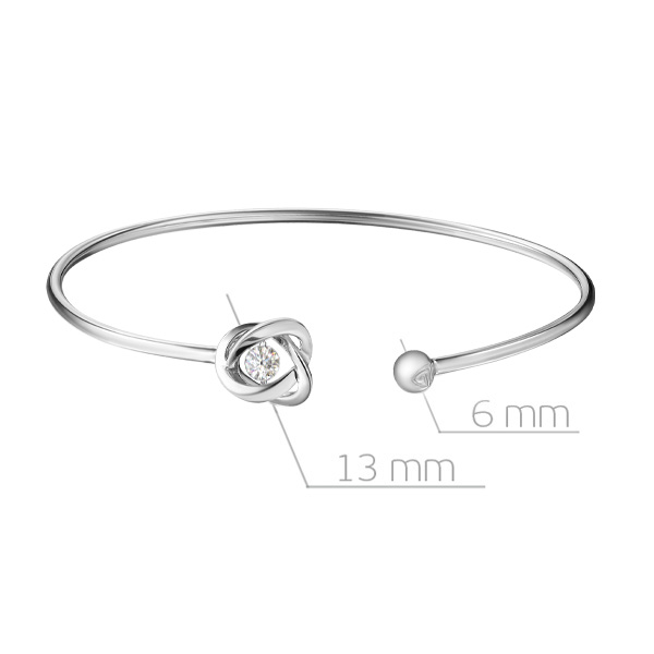 Браслет жесткий из белого золота с бриллиантом