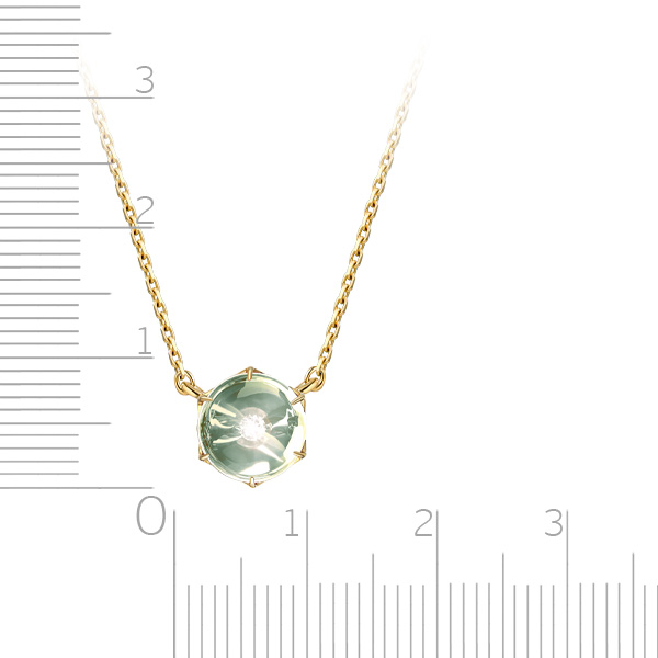 Колье из желтого золота с аметистом и бриллиантами, плетение якорное