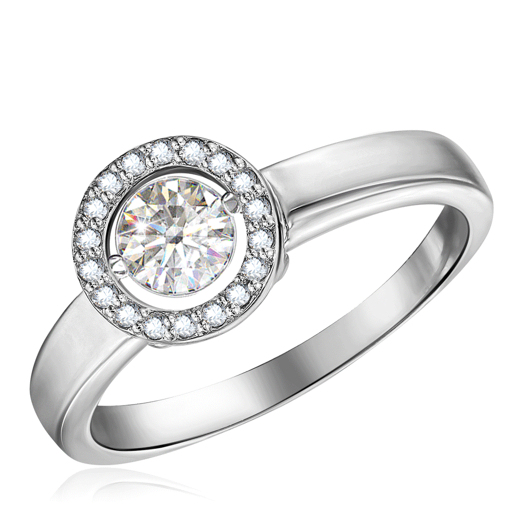 Кольцо из белого золота с бриллиантом