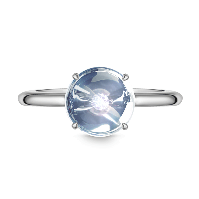 Кольцо из белого золота с топазом и бриллиантом