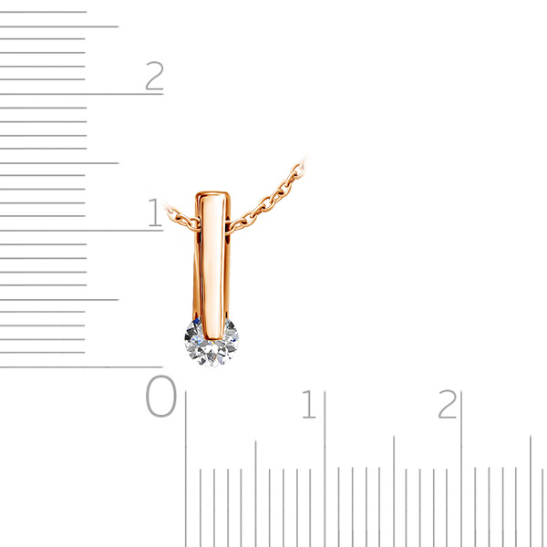 Колье из красного золота с бриллиантом, плетение якорное