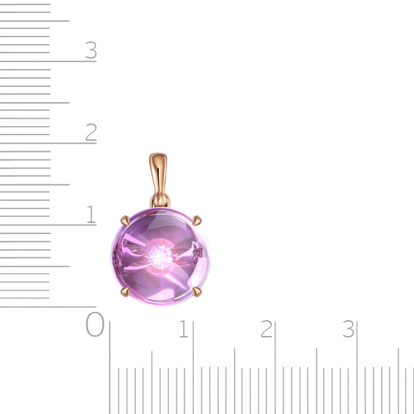 Подвеска из красного золота с аметистом и бриллиантом