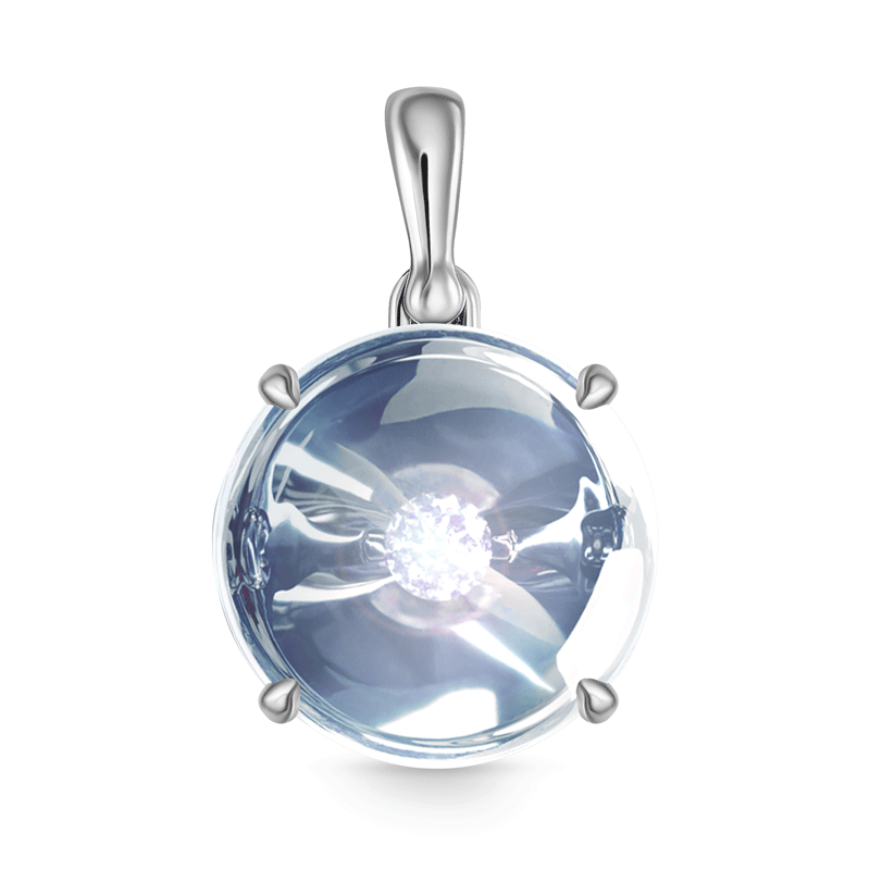 Подвеска из белого золота с топазом и бриллиантом
