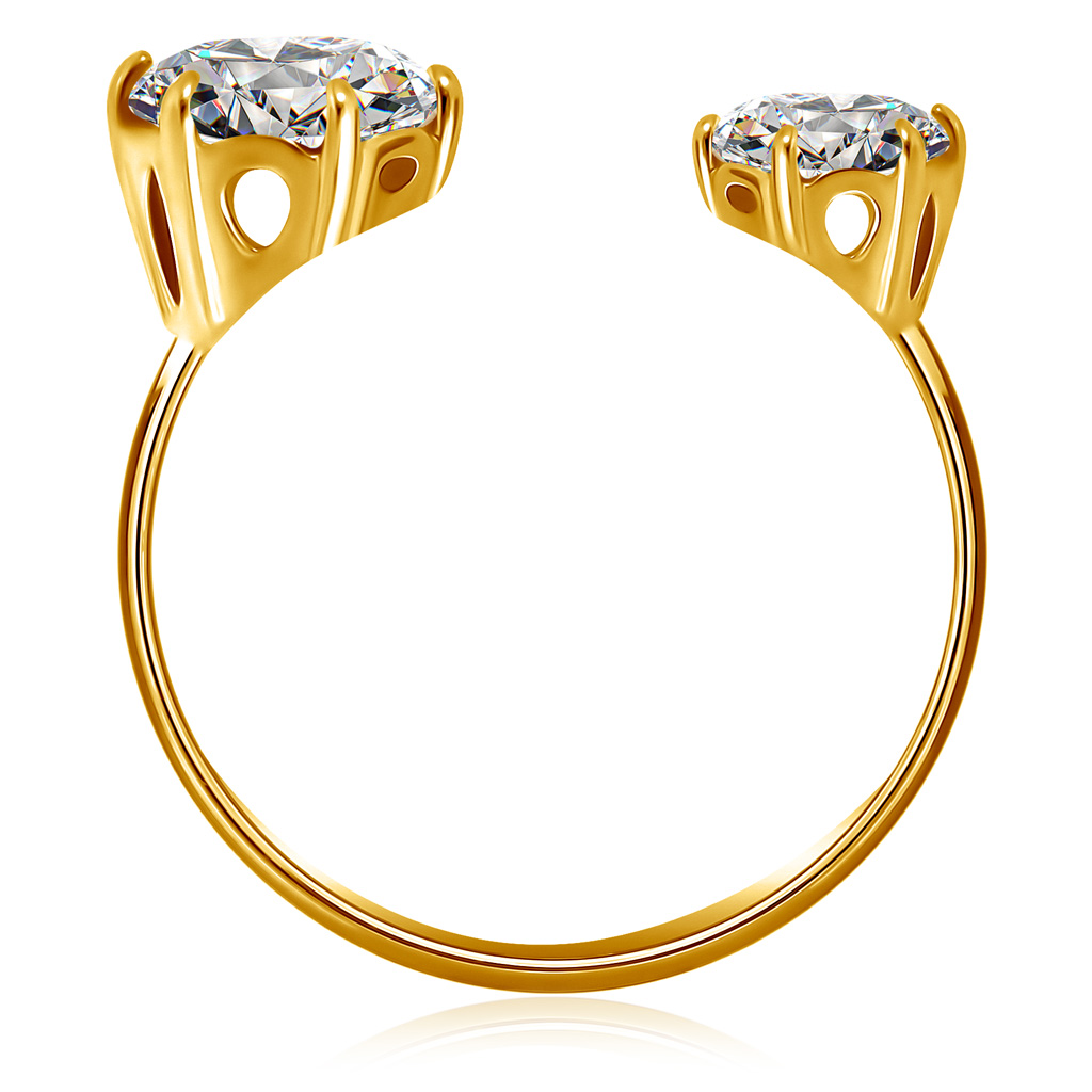 Разомкнутое кольцо из золота с фианитами