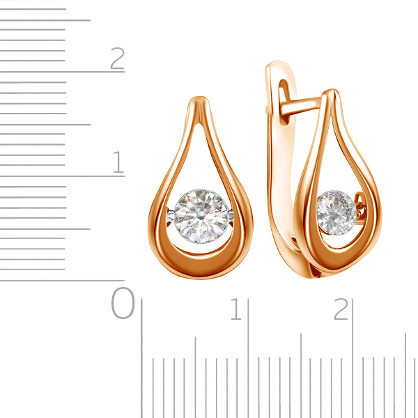 Серьги с английским замком из красного золота с бриллиантами