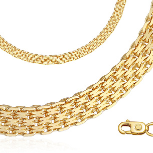 Браслет автомат из желтого золота, плетение якорное четырехрядное, бисмарк