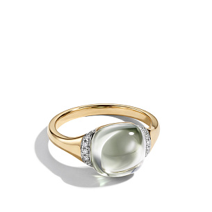 Кольцо из желтого золота с бриллиантами и аметистом