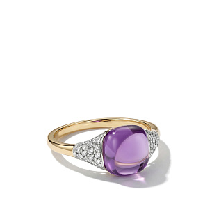 Кольцо из желтого золота с бриллиантами и аметистом