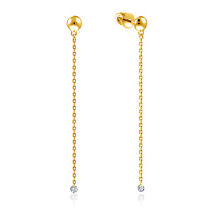 Серьги Пусеты из желтого золота с бриллиантами, плетение якорное