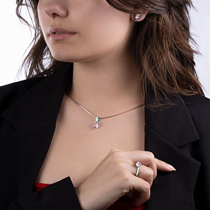 Подвеска из серебра с кварцем и эмалью