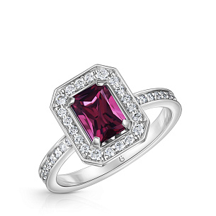 Кольцо из белого золота с турмалином и бриллиантами