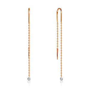 Продевки из красного золота с бриллиантами, плетение якорное