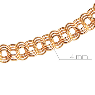 Браслет ручной работы из красного золота, плетение ленточка