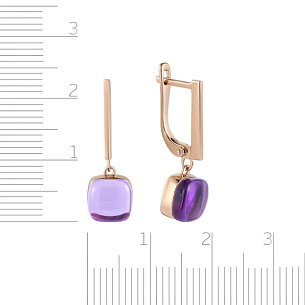 Серьги с английским замком из красного золота с аметистом