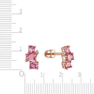 Серьги Пусеты из красного золота с бриллиантами и сапфиром