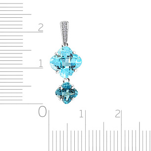 Подвеска из белого золота с бриллиантами, топазом