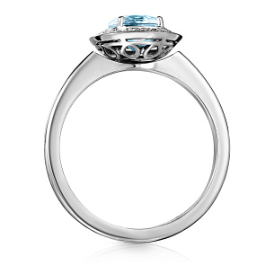 Кольцо из белого золота с топазом и бриллиантами