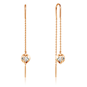 Продевки из красного золота с фианитом, плетение якорное