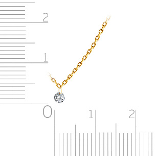 Колье из желтого золота с бриллиантом, плетение якорное