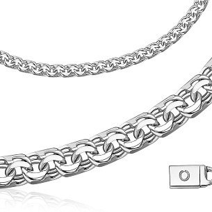 Браслет ручной работы из белого золота, плетение бисмарк