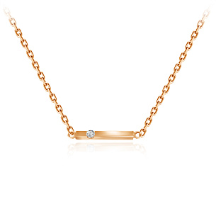 Колье из красного золота с бриллиантом, плетение якорное