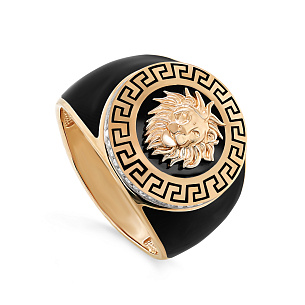 Печатка из красного золота с бриллиантом