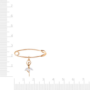 Булавка детская из красного золота с фианитом