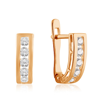 Серьги детские из красного золота с фианитом