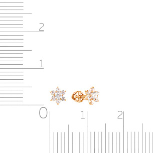 Серьги детские из красного золота с фианитом