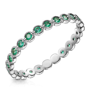 Кольцо из белого золота с изумрудами