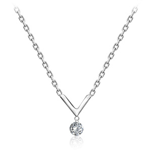 Колье из белого золота с бриллиантом, плетение якорное