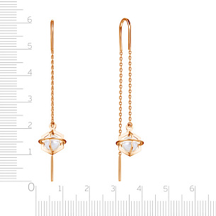 Продевки из красного золота с жемчугом, плетение якорное