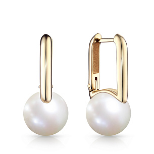 Серьги из желтого золота с жемчугом
