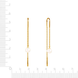 Продевки из желтого золота с жемчугом