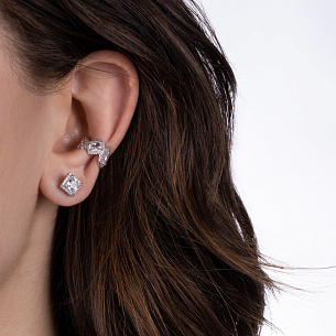 Серьга-кафф из серебра с фианитами