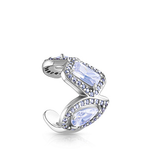 Серьга-кафф из серебра с фианитами