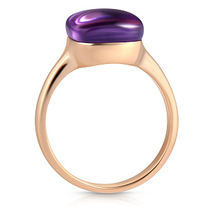 Кольцо из красного золота с аметистом