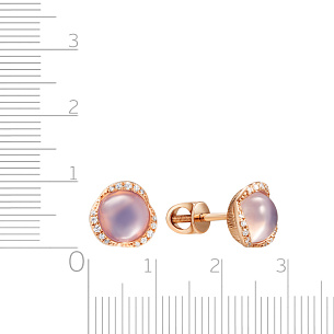 Пусеты из красного золота с аметистами, бриллиантами