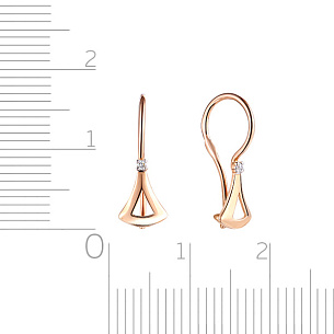 Серьги детские из красного золота с бриллиантами