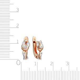 Серьги детские с английским замком из красного золота с бриллиантами