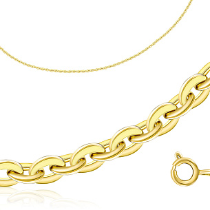Цепь автомат из желтого золота, плетение якорное
